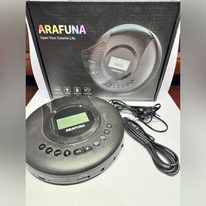 ARAFUNA Portable CD Player Bluetooth with FM Radio, 2000mAh Rechargeable CD Play